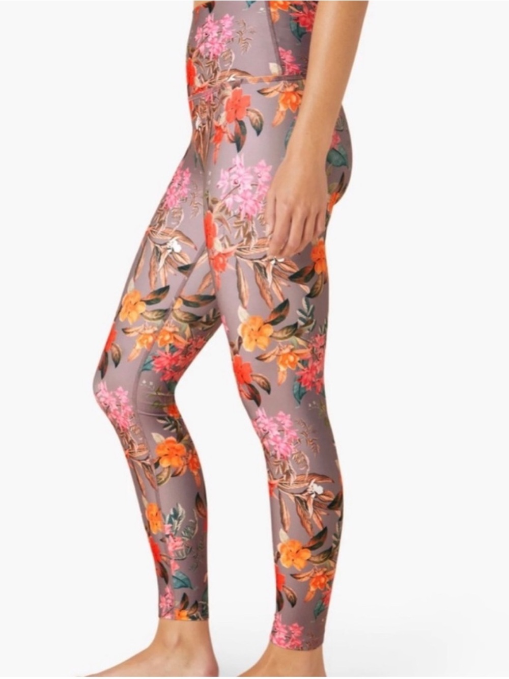 Beyond Yoga Floral Tropical Leggings Purple Pink Size Small